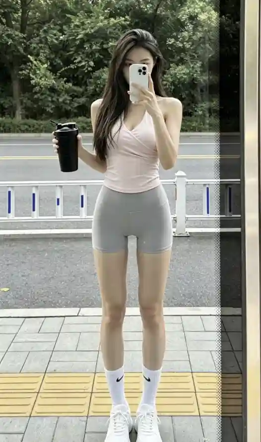 4k长发壁纸 - 人行道 - 好身材 - 健身美女「哲风壁纸」
