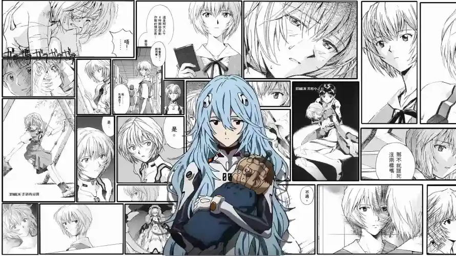 3k少女壁纸-蓝发 - 长发-eva「哲风壁纸」
