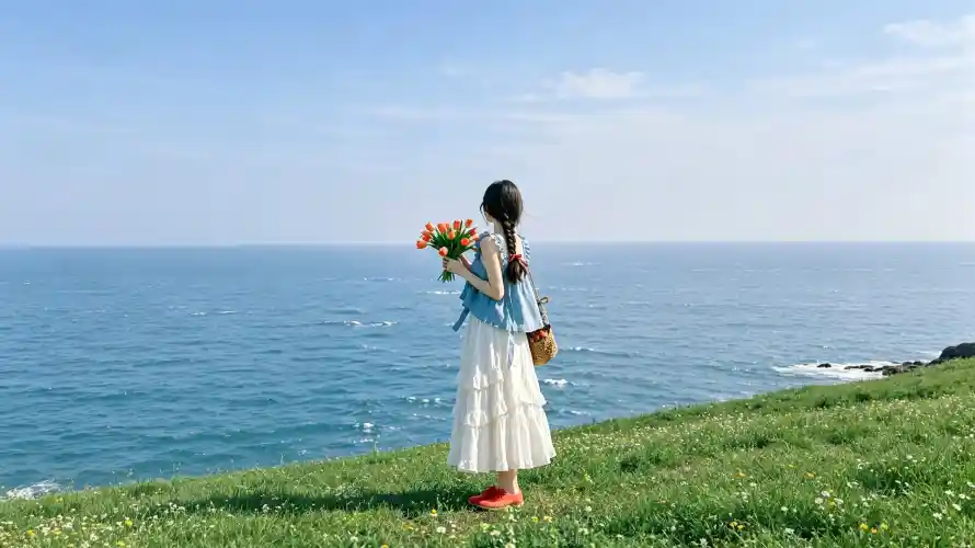 4k大海壁纸 - 海岸 - 清新 - 草坡「哲风壁纸」