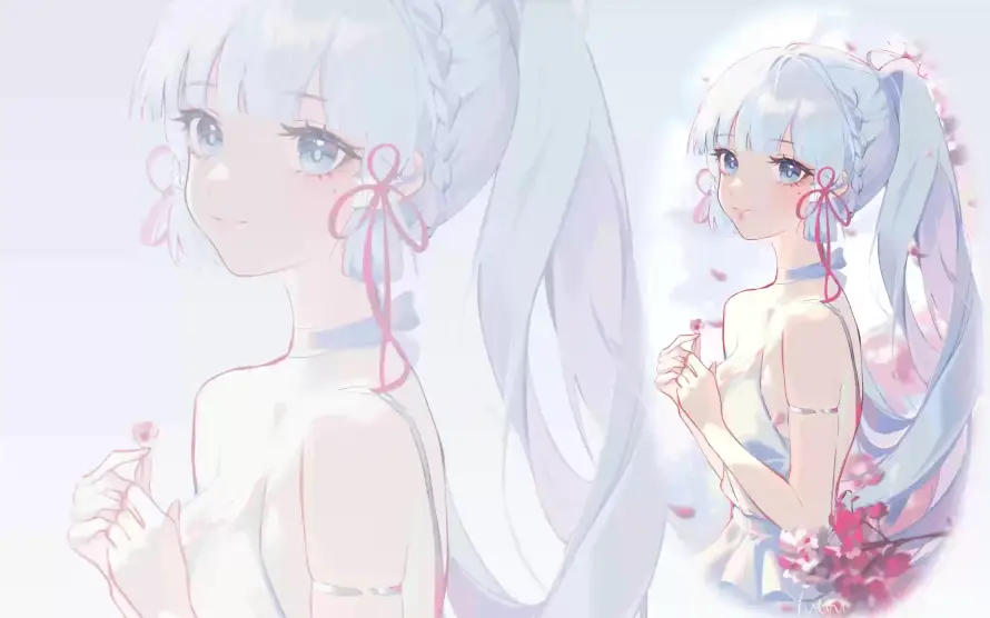 4k侧脸壁纸-原神 - 少女-白发「哲风壁纸」