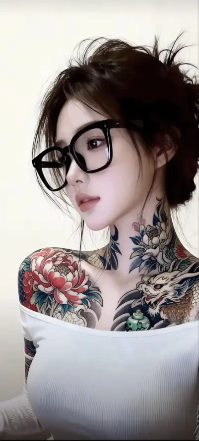 4k个性壁纸 - 盘发 - 纹身 - 美女「哲风壁纸」