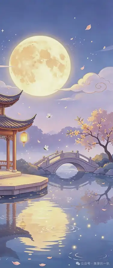 4k亭台壁纸 - 古风 - 圆月 - 夜空「哲风壁纸」
