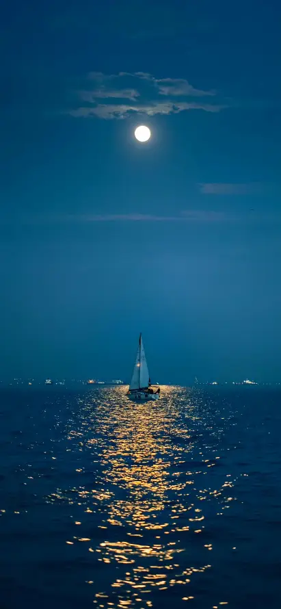 4k夜景壁纸 - 夜空 - 大海 - 宁静「哲风壁纸」