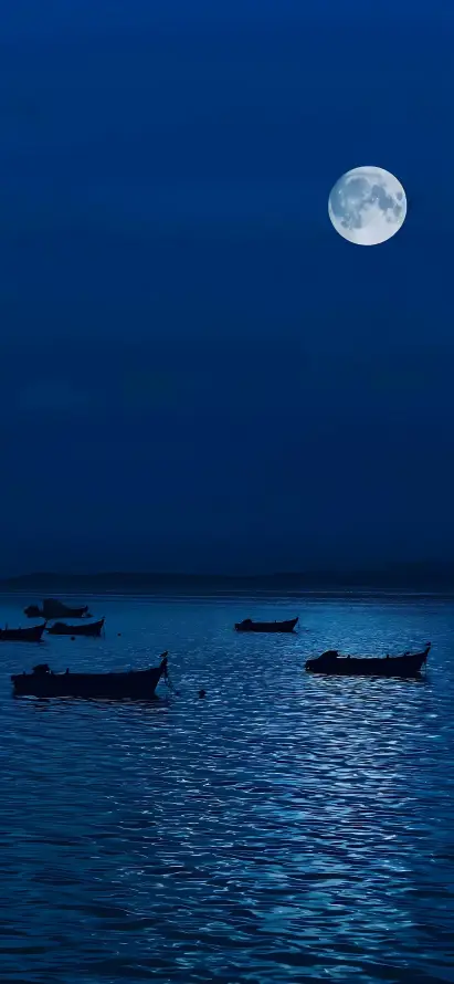 4k夜空壁纸 - 月亮 - 月夜 - 波纹「哲风壁纸」