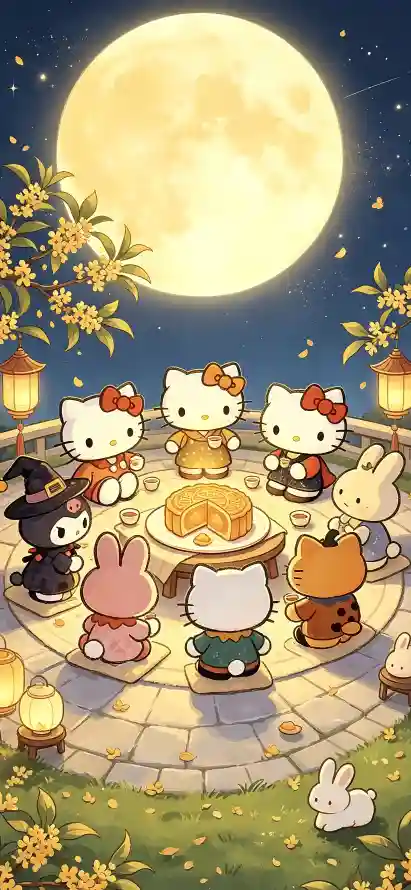 4k团圆壁纸 - 夜晚 - 月饼 - 桂花「哲风壁纸」