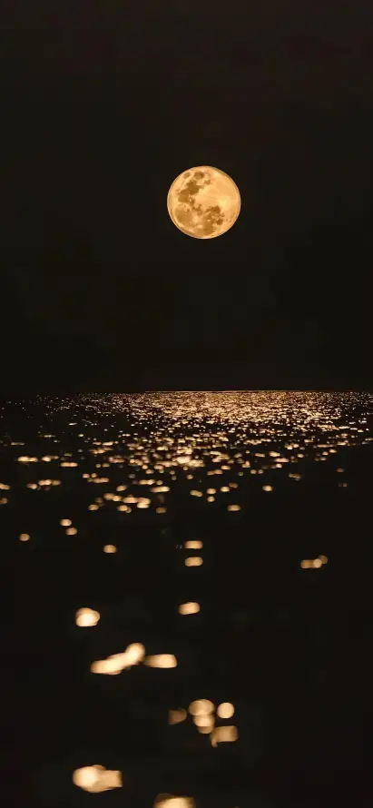 4k圆月壁纸 - 夜景 - 夜空 - 江面「哲风壁纸」