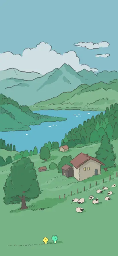 4k卡通壁纸 - 小屋 - 山脉 - 山野「哲风壁纸」