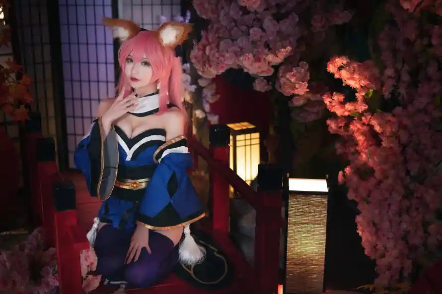 6k和室壁纸-和服 - 樱花-狐耳「哲风壁纸」