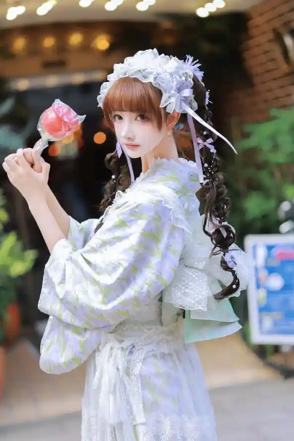 4k卷发壁纸 - 和服 - 街拍 - 双马尾「哲风壁纸」