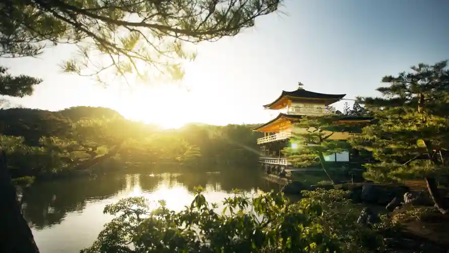 4k京都壁纸-倒影 - 园林-夕阳「哲风壁纸」