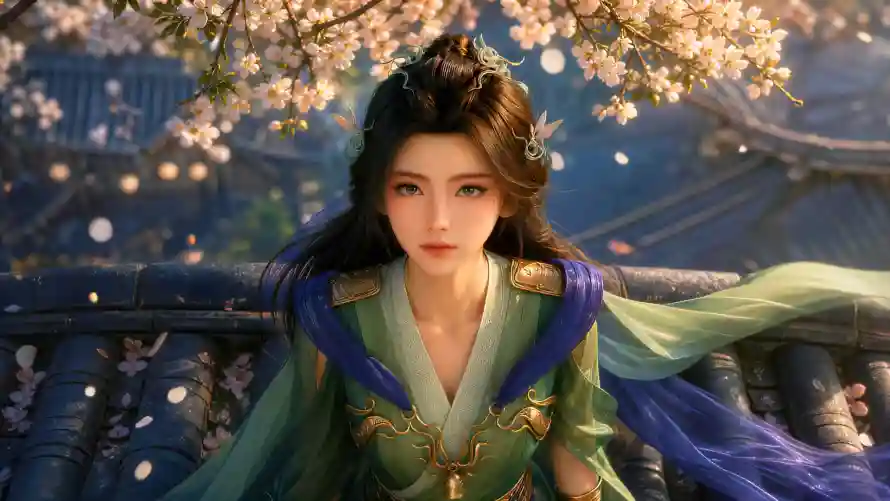 4k凡人壁纸 - 桃花 - 绿衣 - 长发「哲风壁纸」 4k凡人壁纸 - 桃花 - 绿衣 - 长发「哲风壁纸」