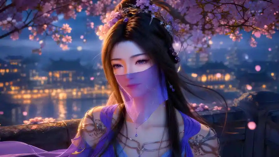 2k仙气壁纸-夜景 - 樱花-汪凝「哲风壁纸」