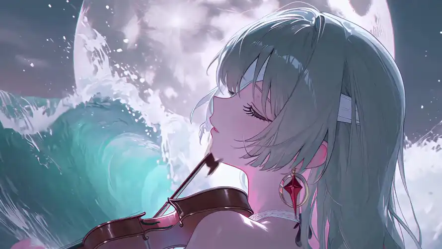 4k侧脸壁纸 - 少女 - 忧郁 - 星空「哲风壁纸」
