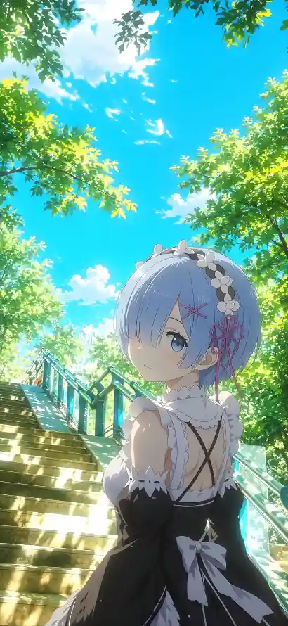 4k发箍壁纸 - 回头 - 夏日 - 护栏「哲风壁纸」