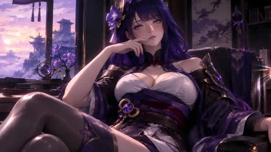 4k原神壁纸-和服 - 坐姿-御姐「哲风壁纸」