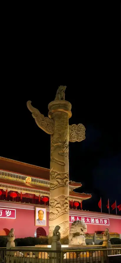 4k华表壁纸 - 夜景 - 望柱 - 石犼「哲风壁纸」