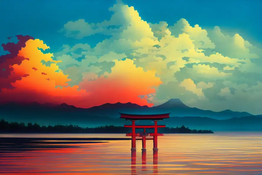 2k倒影壁纸-天空 - 山峦-插画「哲风壁纸」