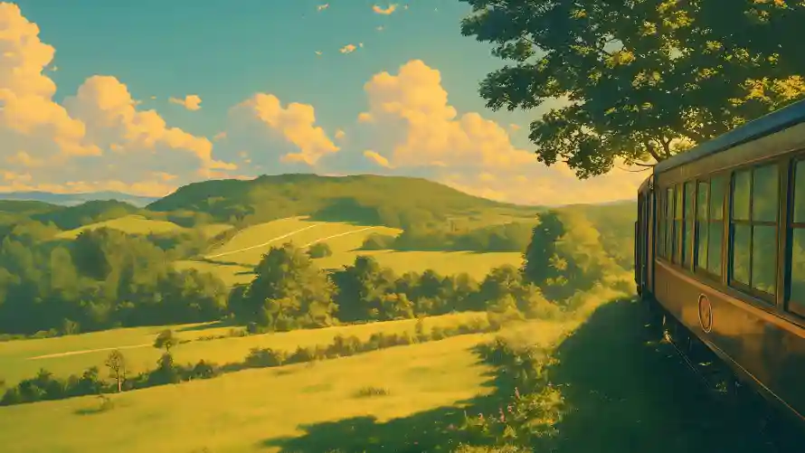 4k列车壁纸 - 夏日 - 山丘 - 插画「哲风壁纸」 4k列车壁纸 - 夏日 - 山丘 - 插画「哲风壁纸」