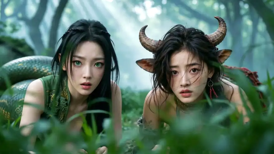 4k双姝壁纸 - 藤蔓 - 野性美 - 奇幻人像「哲风壁纸」