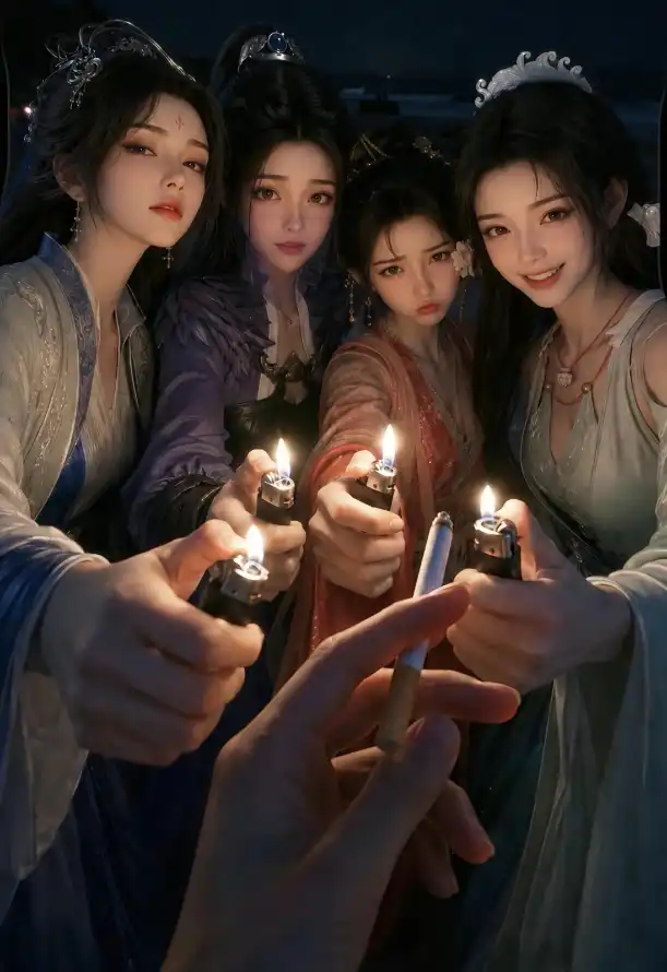4k搞怪壁纸 - 暗夜 - 汉服 - 点烟「哲风壁纸」