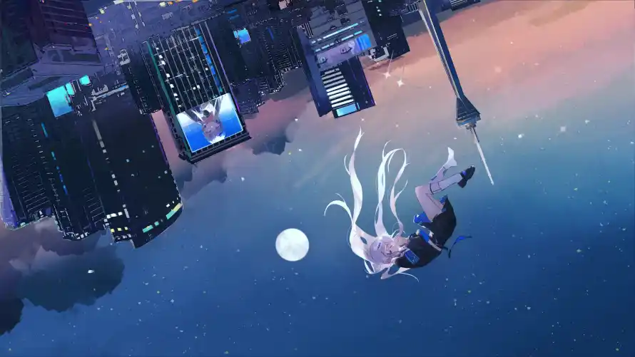 4k坠落壁纸-夜空 - 少女-插画「哲风壁纸」