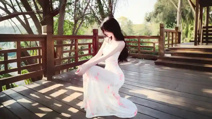 4k优雅壁纸 - 侧身 - 女神 - 树影「哲风壁纸」