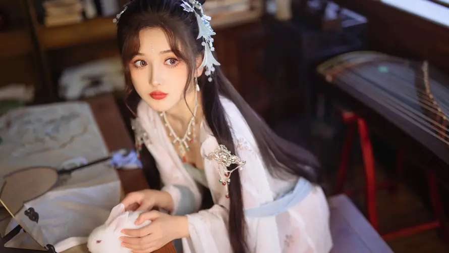 4k书卷壁纸-发饰 - 古装-女神「哲风壁纸」