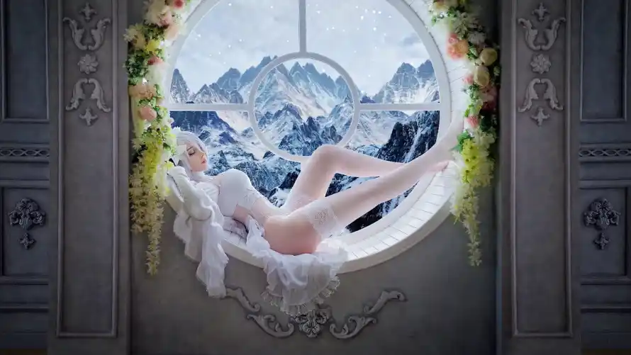 4k2B壁纸-人像 - 白丝-花藤「哲风壁纸」