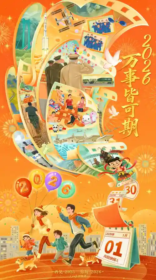 4k元旦壁纸 - 城市 - 奔跑 - 插画「哲风壁纸」