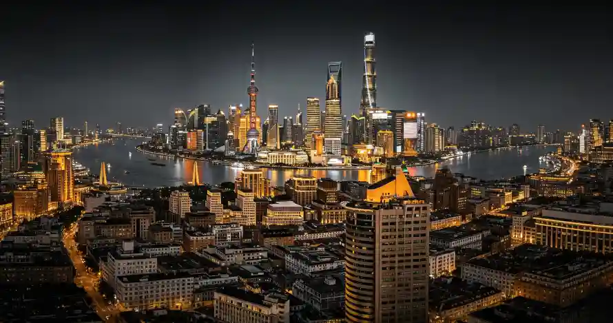 3k上海壁纸-外滩 - 夜景-航拍「哲风壁纸」