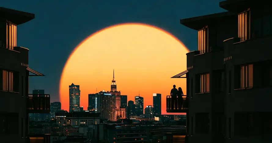 3k城市壁纸-夕阳 - 日落-阳台「哲风壁纸」