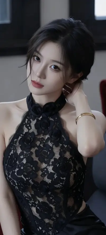 4k优雅壁纸 - 盘发 - 红唇 - 美女「哲风壁纸」