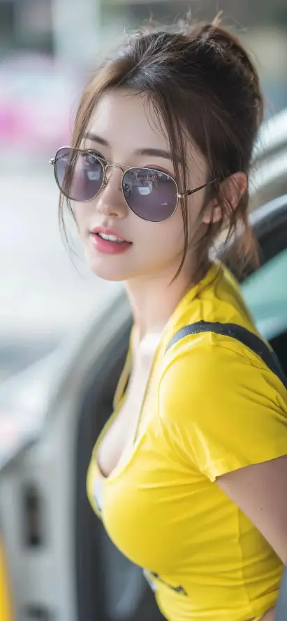 4k人像壁纸 - 侧脸 - 墨镜 - 美女「哲风壁纸」