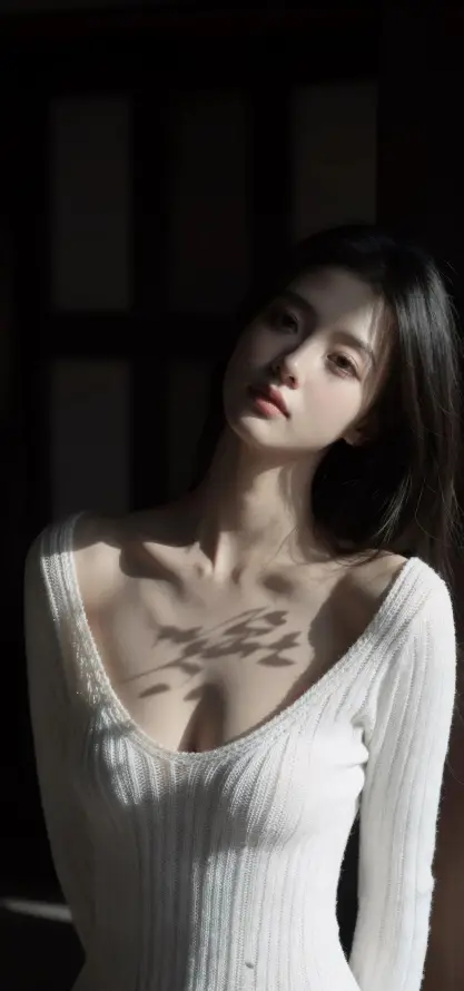 4k侧脸壁纸 - 室内 - 美女 - 锁骨「哲风壁纸」