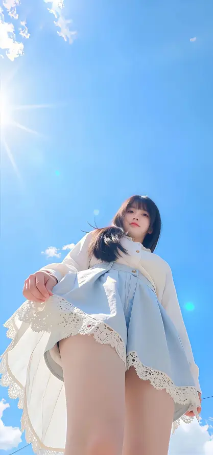 4k晴天壁纸 - 白云 - 美女 - 蓝天「哲风壁纸」