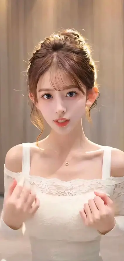 4k暖光壁纸 - 盘发 - 美女 - 锁骨「哲风壁纸」
