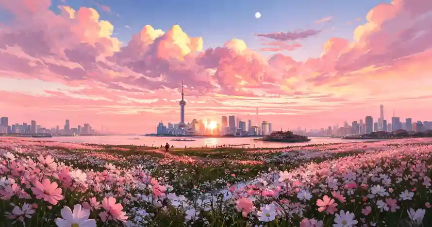 4k上海壁纸 - 插画 - 日落 - 晚霞「哲风壁纸」 4k上海壁纸 - 插画 - 日落 - 晚霞「哲风壁纸」