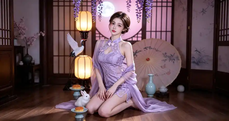3k好看壁纸-屏风 - 旗袍-灯笼「哲风壁纸」
