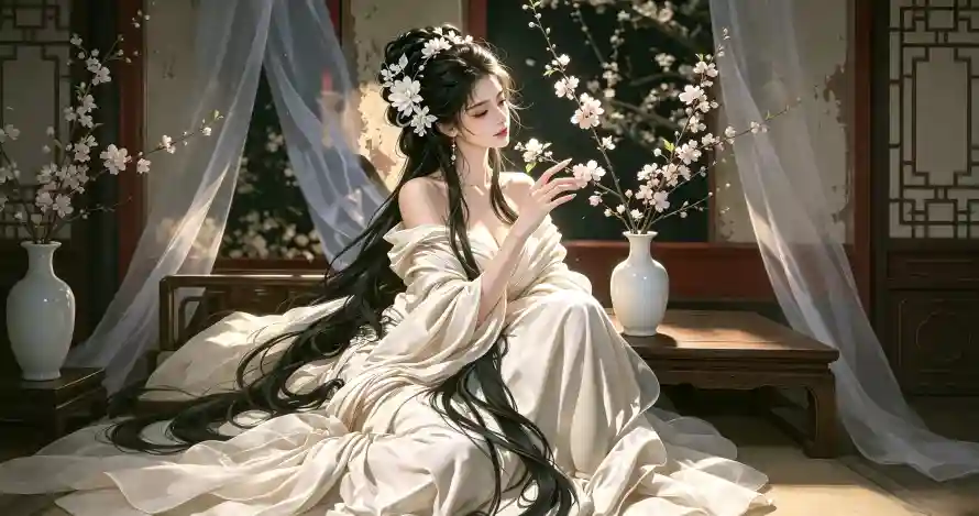 3k好看壁纸-梅花 - 白衣-簪花「哲风壁纸」