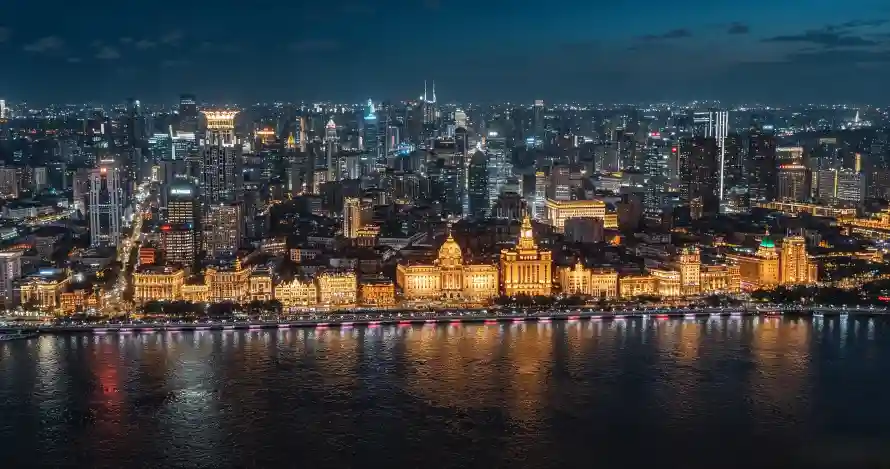 4k夜景壁纸 - 航拍 - 黄浦江 - 上海外滩「哲风壁纸」