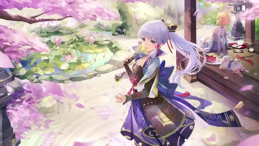 3k原神壁纸-和风 - 少女-庭院「哲风壁纸」