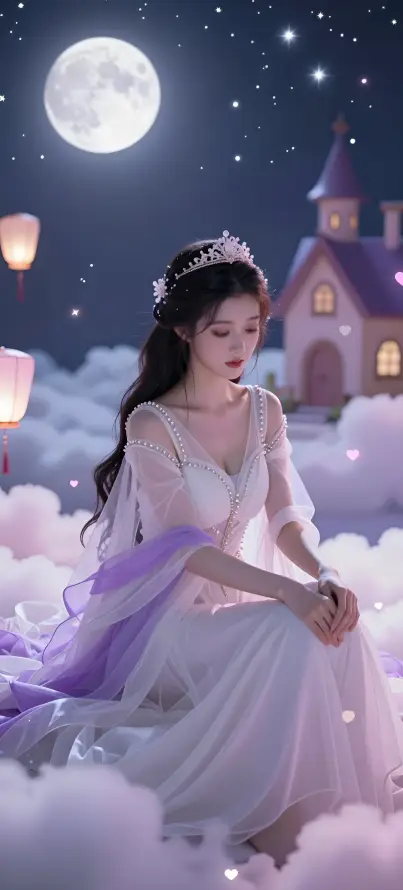 4k云朵壁纸 - 仙气 - 城堡 - 夜景「哲风壁纸」