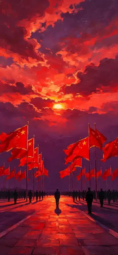 4k云霞壁纸 - 夕阳 - 红旗 - 落日「哲风壁纸」