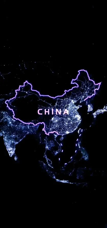 4k光效壁纸 - 简约 - 蓝紫色 - 中国地图「哲风壁纸」