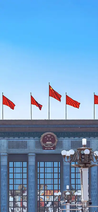 4k国徽壁纸 - 红旗 - 蓝天 - 天安门「哲风壁纸」