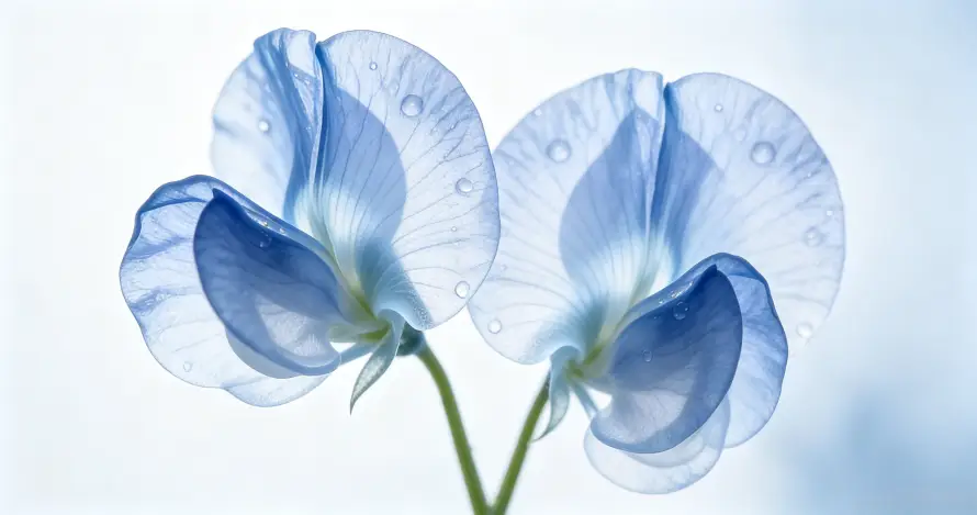 4k双花壁纸 - 花茎 - 渐变蓝 - 微距摄影「哲风壁纸」