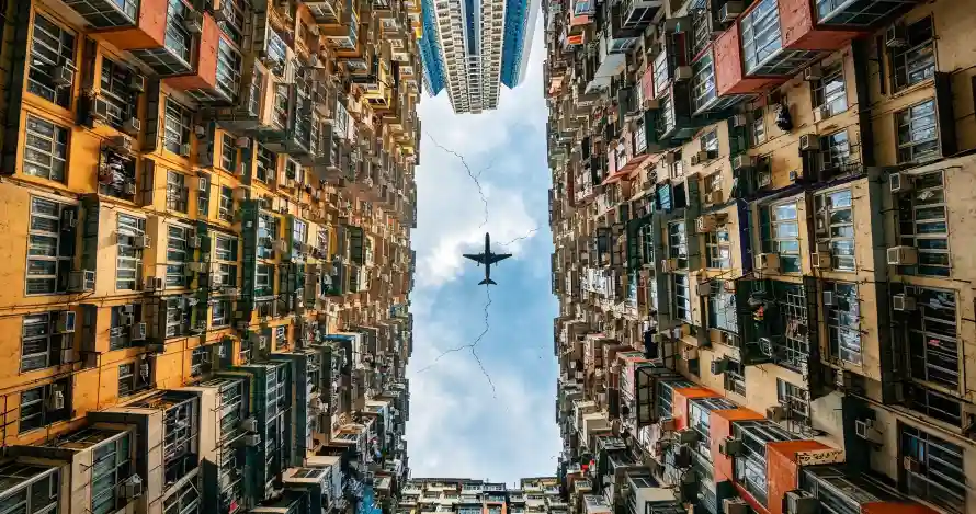 3k仰拍壁纸-白云 - 蓝天-飞机「哲风壁纸」