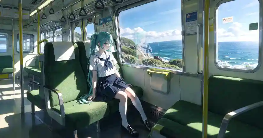 3k动漫壁纸-大海 - 少女-海边「哲风壁纸」