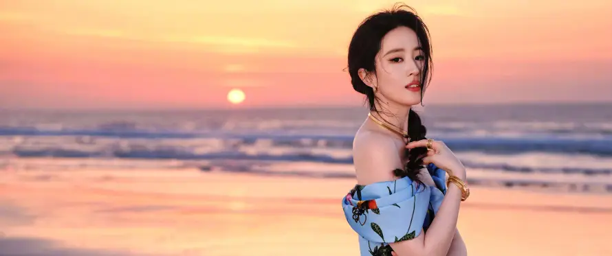 3k侧身壁纸-写真 - 回眸-夕阳「哲风壁纸」