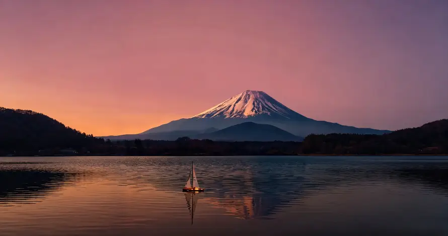 3k山峦壁纸-帆船 - 日本-日落「哲风壁纸」